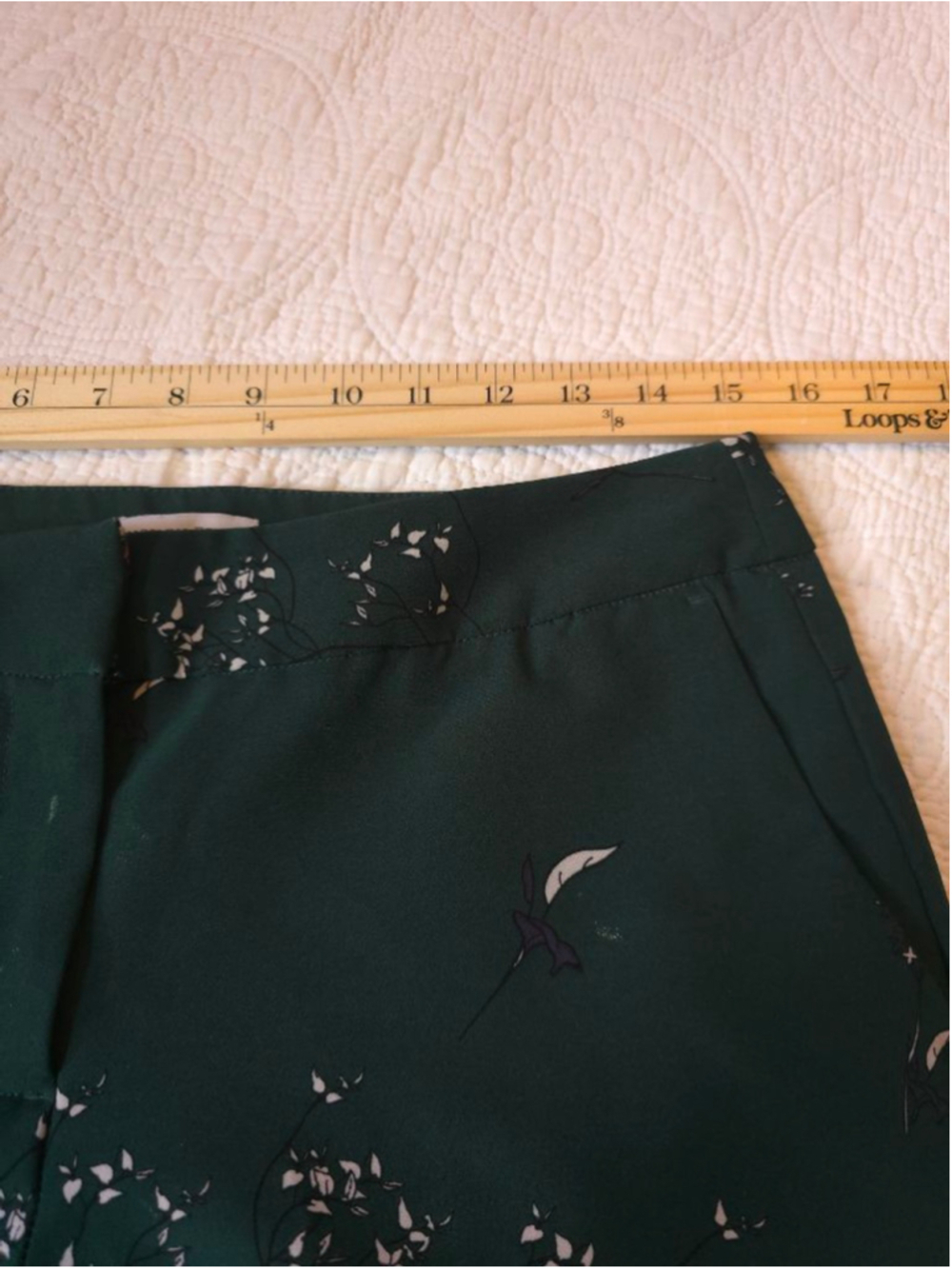 Women's CAROLINA BELLE Forest Emerald Green Floral Trousers Size 8 OfficeSiren - Picture 5 of 13